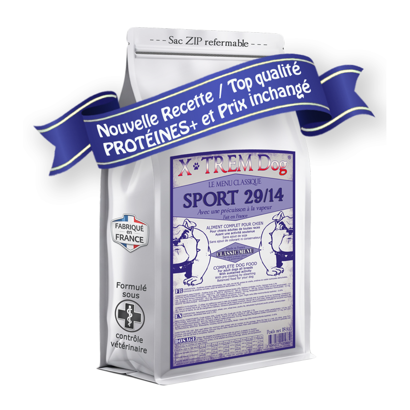 SPORT 29/14 _ X-TREM Dog SPORT Croquette française naturelle pour chien actif en 18kg