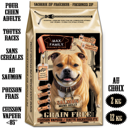 CROQUETTE BULLY Salmon - by MAX FAMILY - CROQUETTE SANS CEREALE SAUMON TRUITE pour chien