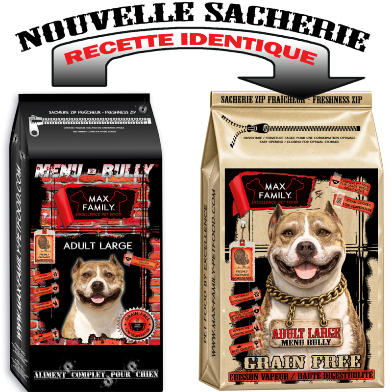 Menu BULLY Adult Large - by MAX FAMILY - croquettes BULLY XL sans céréales chien grandes races
