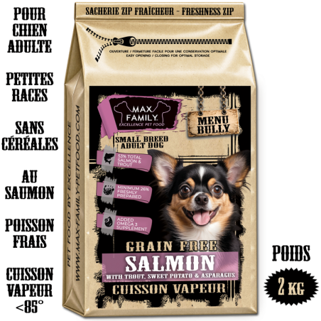 Menu BULLY SMALL Salmon - by MAX FAMILY - croquette sans céréale SAUMON pour petites races