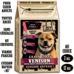 Croquette chevreuil BULLY MAX FAMILY SANS CEREALE - Croquette Vapeur pour chien adulte