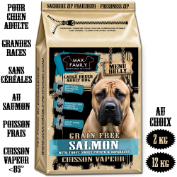 Menu BULLY Adult Large au POISSON - by MAX FAMILY - croquettes sans céréales chien grandes races - Croquettes BULLY XL